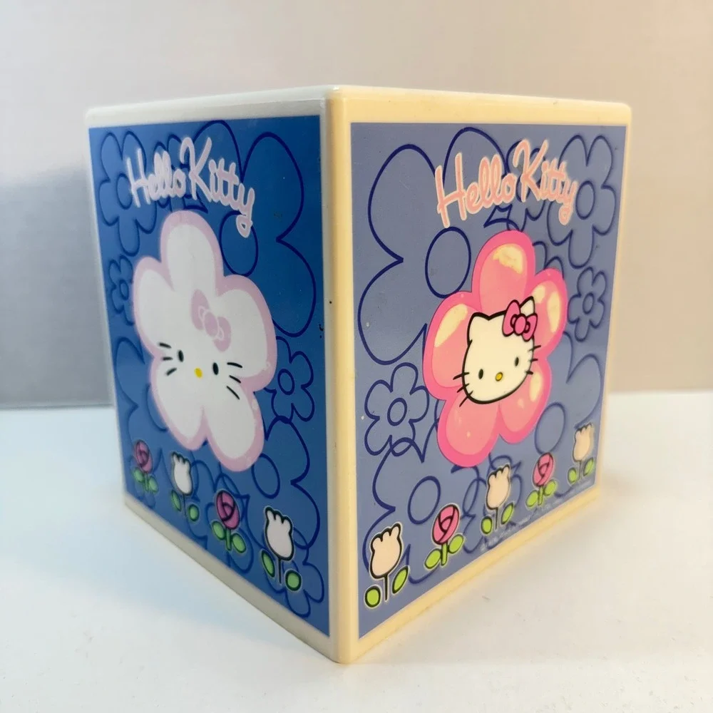 Sanrio Hello Kitty Tissue Cube Blue Pink Floral 2004 Y2K Decor